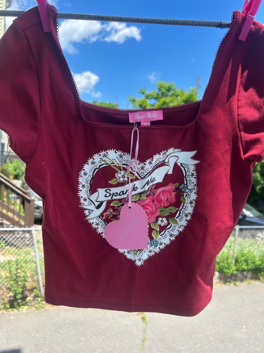 Sugar Thrillz graphic crop top red s